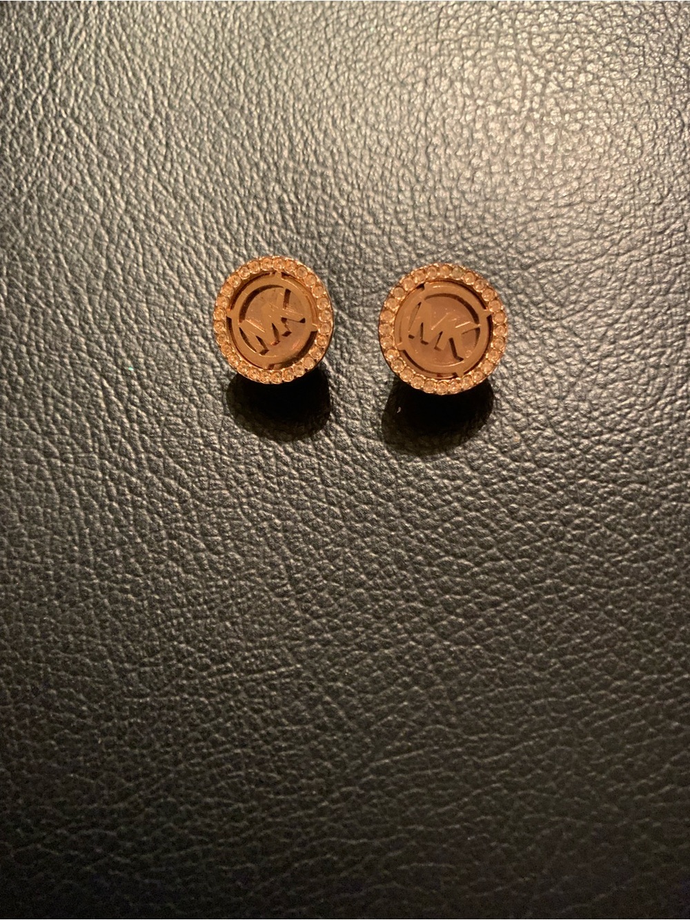 Michael Kors Rose Gold and Logo Round Stud Earrings